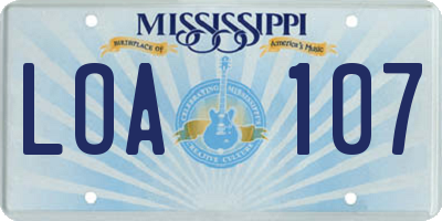 MS license plate LOA107