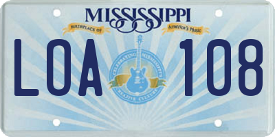 MS license plate LOA108