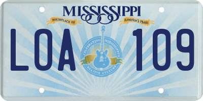 MS license plate LOA109