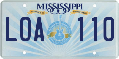 MS license plate LOA110