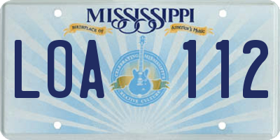 MS license plate LOA112