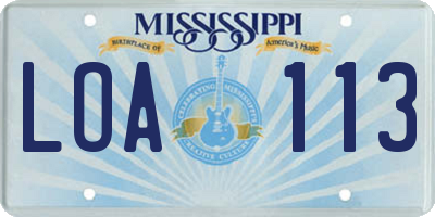 MS license plate LOA113