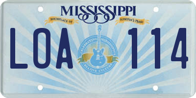 MS license plate LOA114