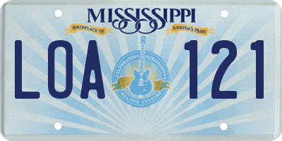 MS license plate LOA121