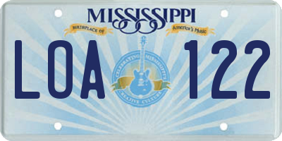 MS license plate LOA122