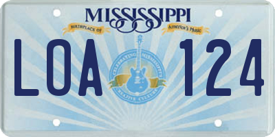 MS license plate LOA124