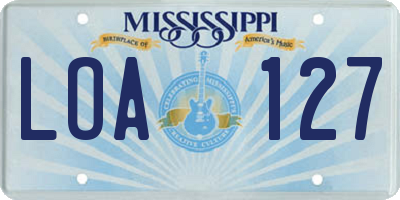MS license plate LOA127