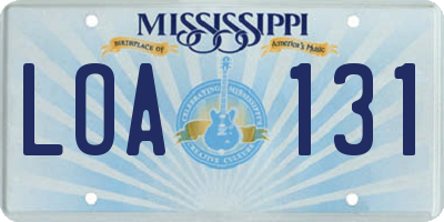 MS license plate LOA131