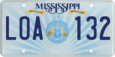 MS license plate LOA132