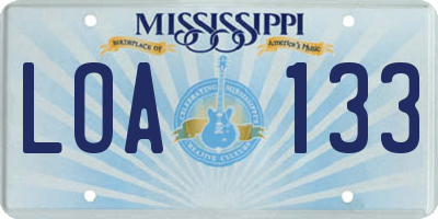 MS license plate LOA133