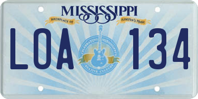MS license plate LOA134