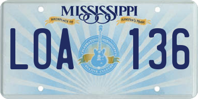 MS license plate LOA136
