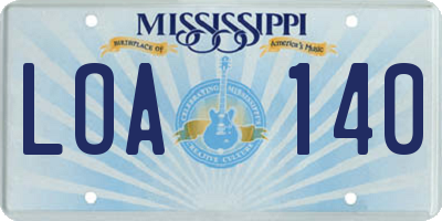 MS license plate LOA140