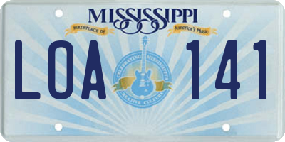 MS license plate LOA141