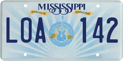 MS license plate LOA142