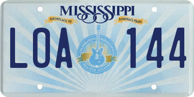 MS license plate LOA144