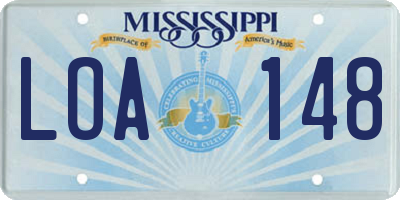 MS license plate LOA148