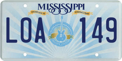 MS license plate LOA149