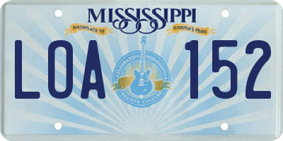 MS license plate LOA152