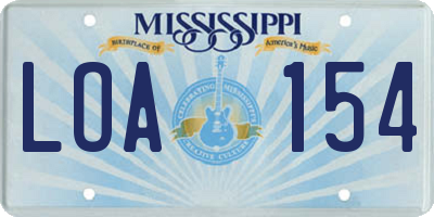 MS license plate LOA154