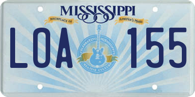 MS license plate LOA155