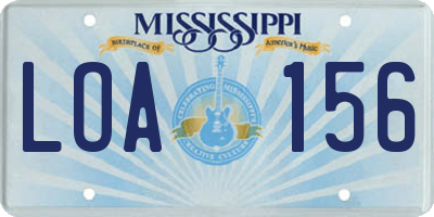 MS license plate LOA156