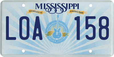 MS license plate LOA158