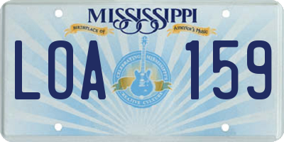 MS license plate LOA159
