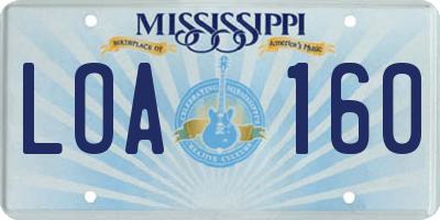 MS license plate LOA160