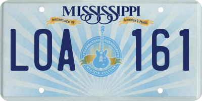 MS license plate LOA161