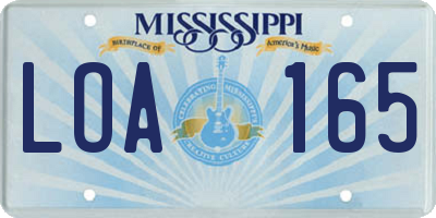MS license plate LOA165
