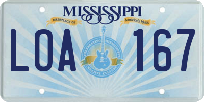 MS license plate LOA167