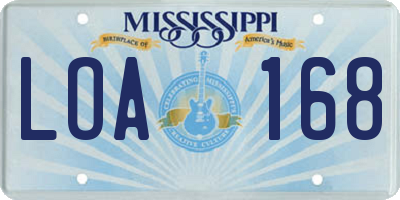 MS license plate LOA168