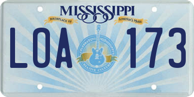 MS license plate LOA173
