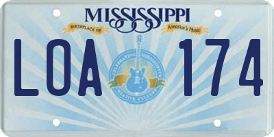 MS license plate LOA174