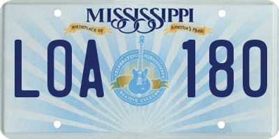 MS license plate LOA180