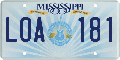 MS license plate LOA181