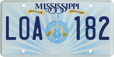 MS license plate LOA182