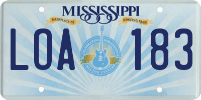 MS license plate LOA183