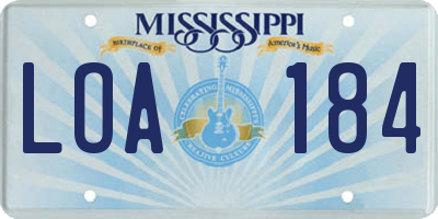 MS license plate LOA184