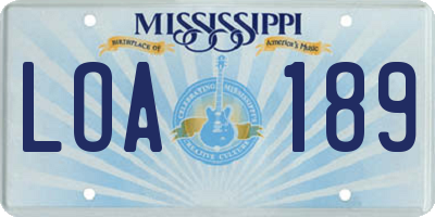 MS license plate LOA189
