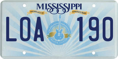 MS license plate LOA190