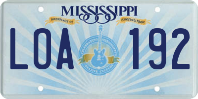 MS license plate LOA192