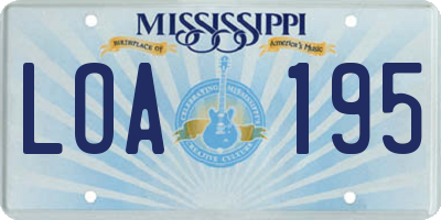 MS license plate LOA195