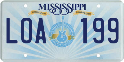 MS license plate LOA199
