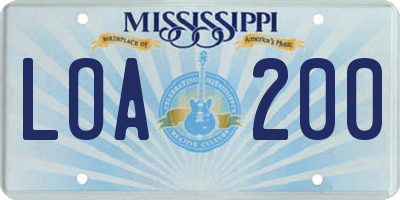 MS license plate LOA200