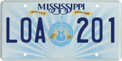 MS license plate LOA201