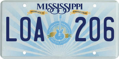 MS license plate LOA206