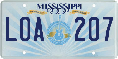 MS license plate LOA207