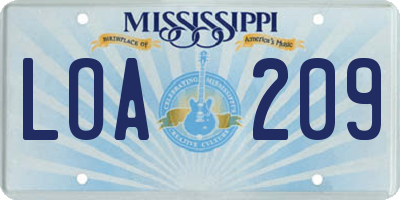 MS license plate LOA209